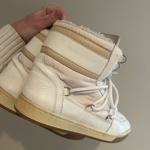 Saint Laurent Ski Shearling High-Top Sneakers - Picture 2 of 11